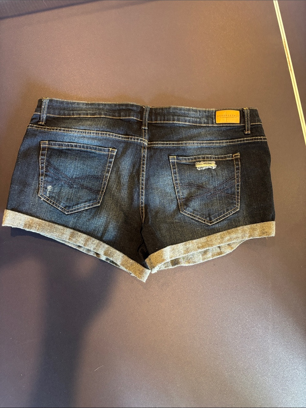 Aeropostale Dark Blue Cuffed Denim Shorts